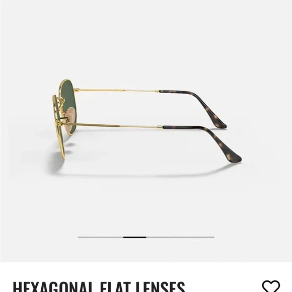 Ray-Ban Gold and Green Hexagonal Sunglasses - Picture 5 of 9